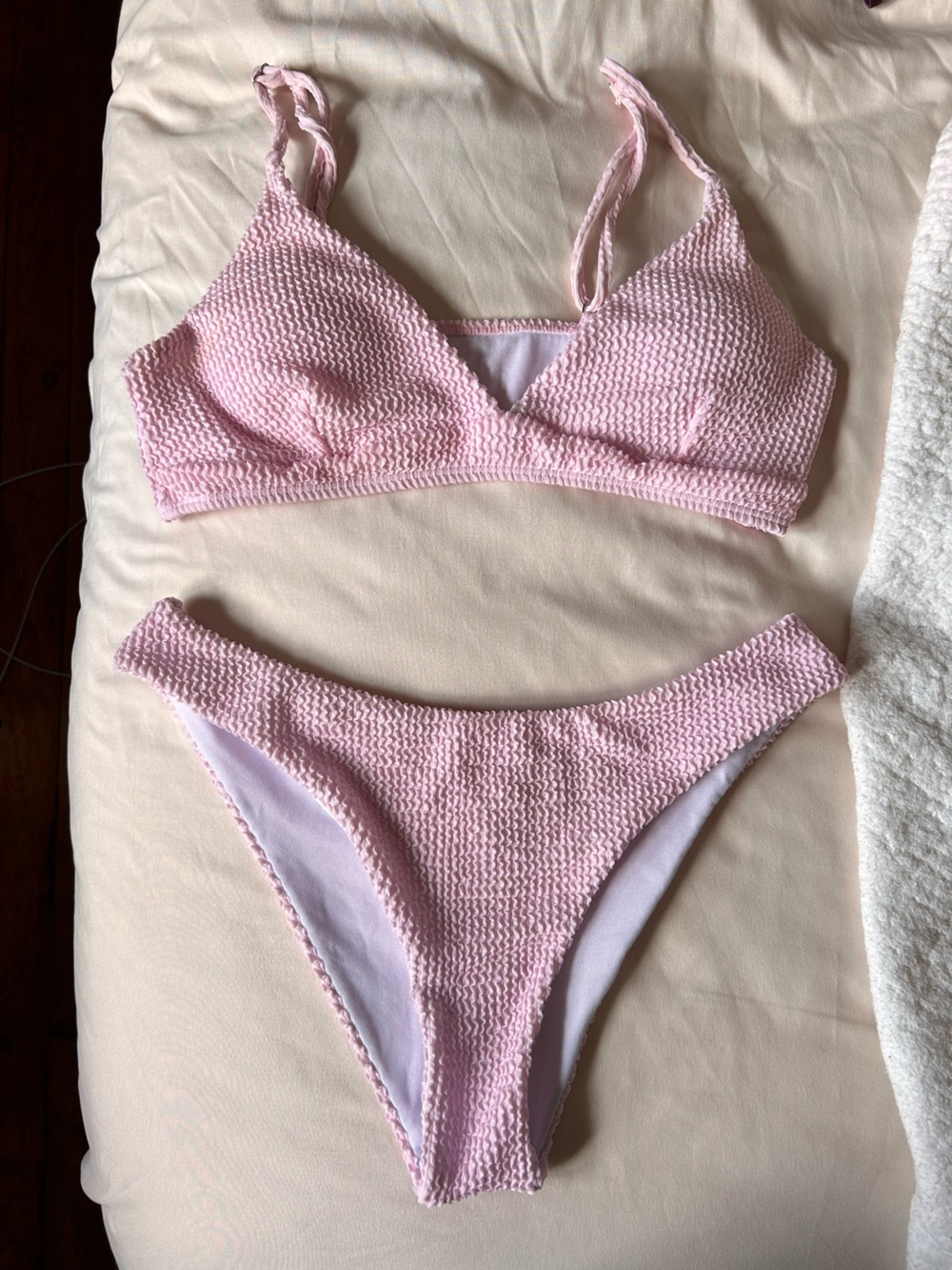 SHEIN Textured Light Pink Bikini Set